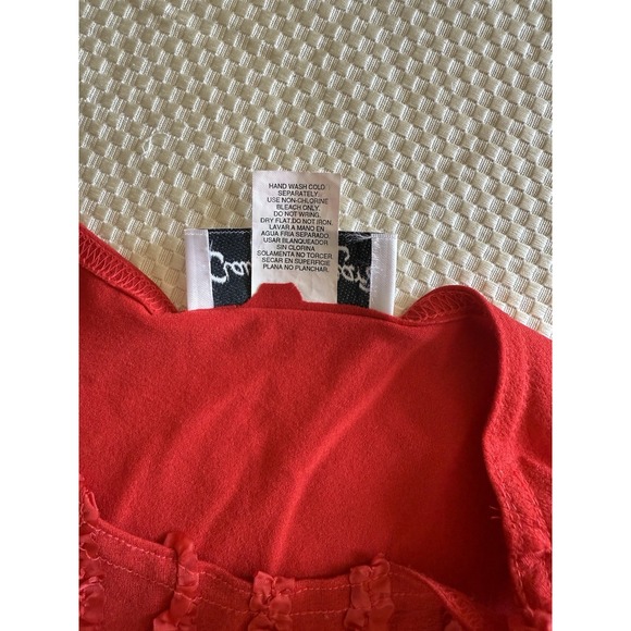 Claudia Richard Women's Red Sleeveless Top Sz M Front Ruffle Accent Casual Party - Picture 9 of 10